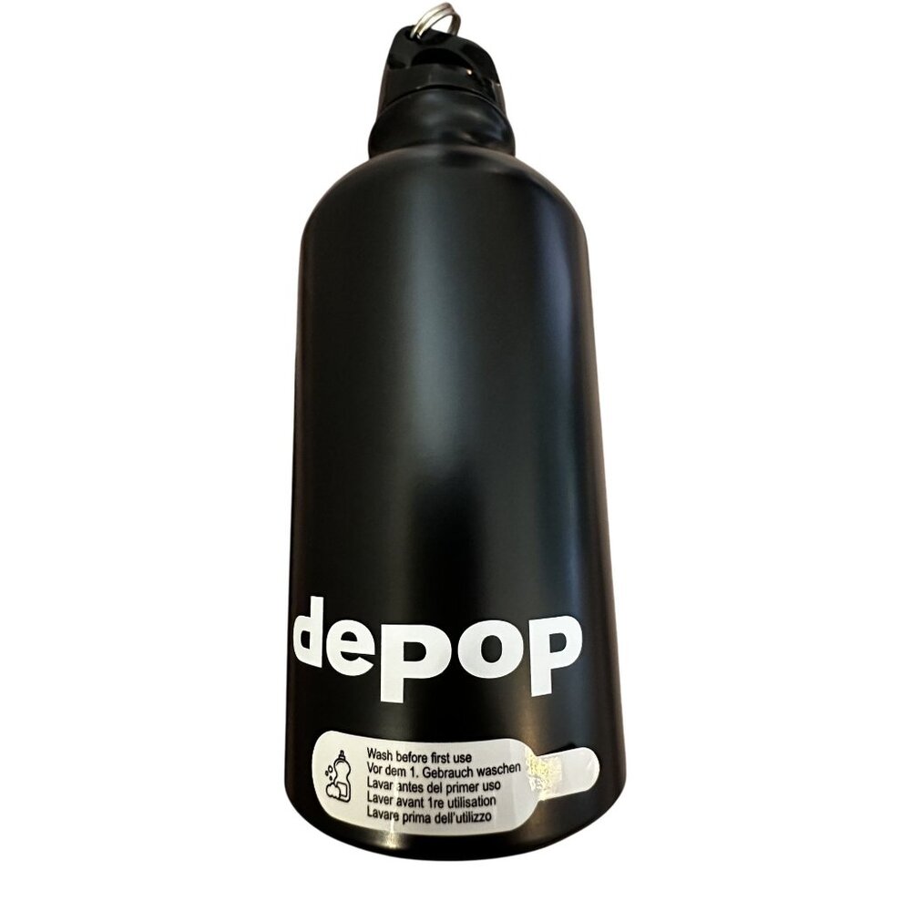 Water Bottle Black Small Stainless Steel Depop with Carabiner
